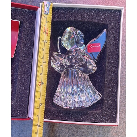 Baccarat Crystal Cherub Angel in Fluted Skirt Figurine W Hymn Book Signed w/ Box - Picture 9 of 14